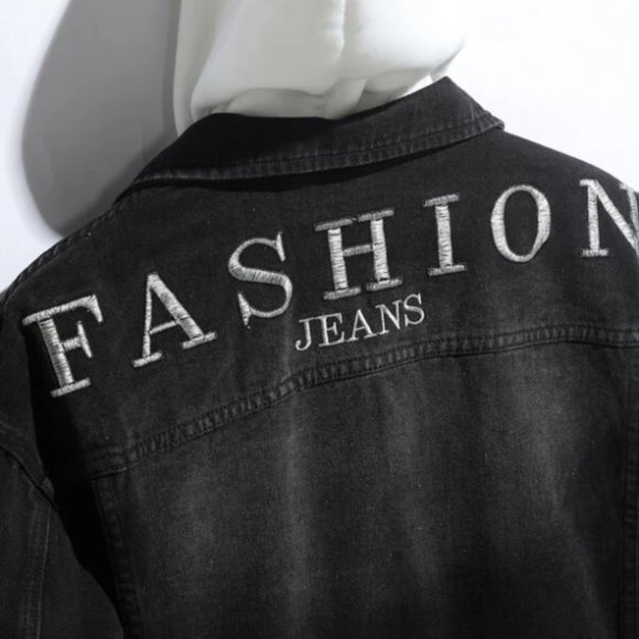 M💀 Embroidery Denim Jacket Biker Rock Skull ➡️Hoodie is not included - Picture 5 of 6